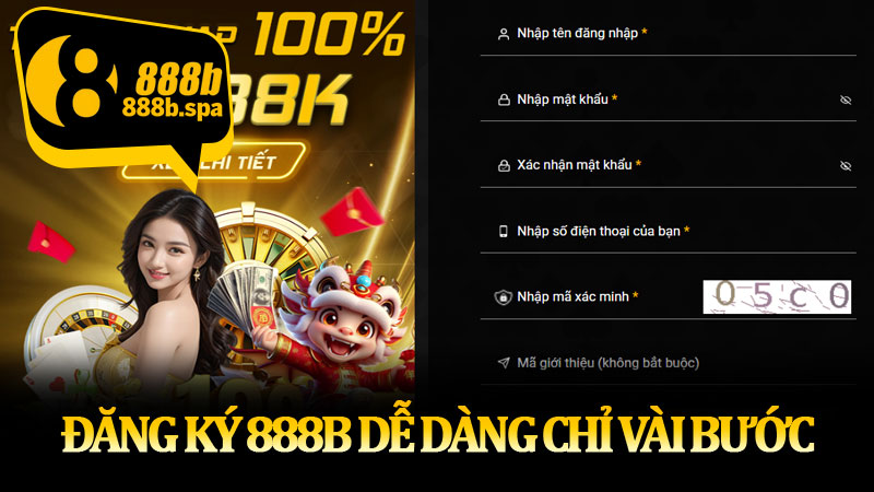 Đăng ký 888B dễ dàng chỉ vài bước